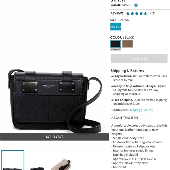 New With Tags Rag & Bone Mini Pilot Leather Bag - Picture 3 of 3